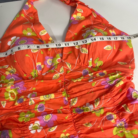 Philip DiCaprio Orange Floral Halter Swing Dress 12 - Picture 9 of 9